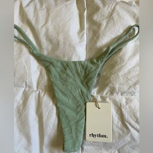 Rhythm Livin’ Sage Green Jaquard Textured Thong Bikini Bottom XS NWT